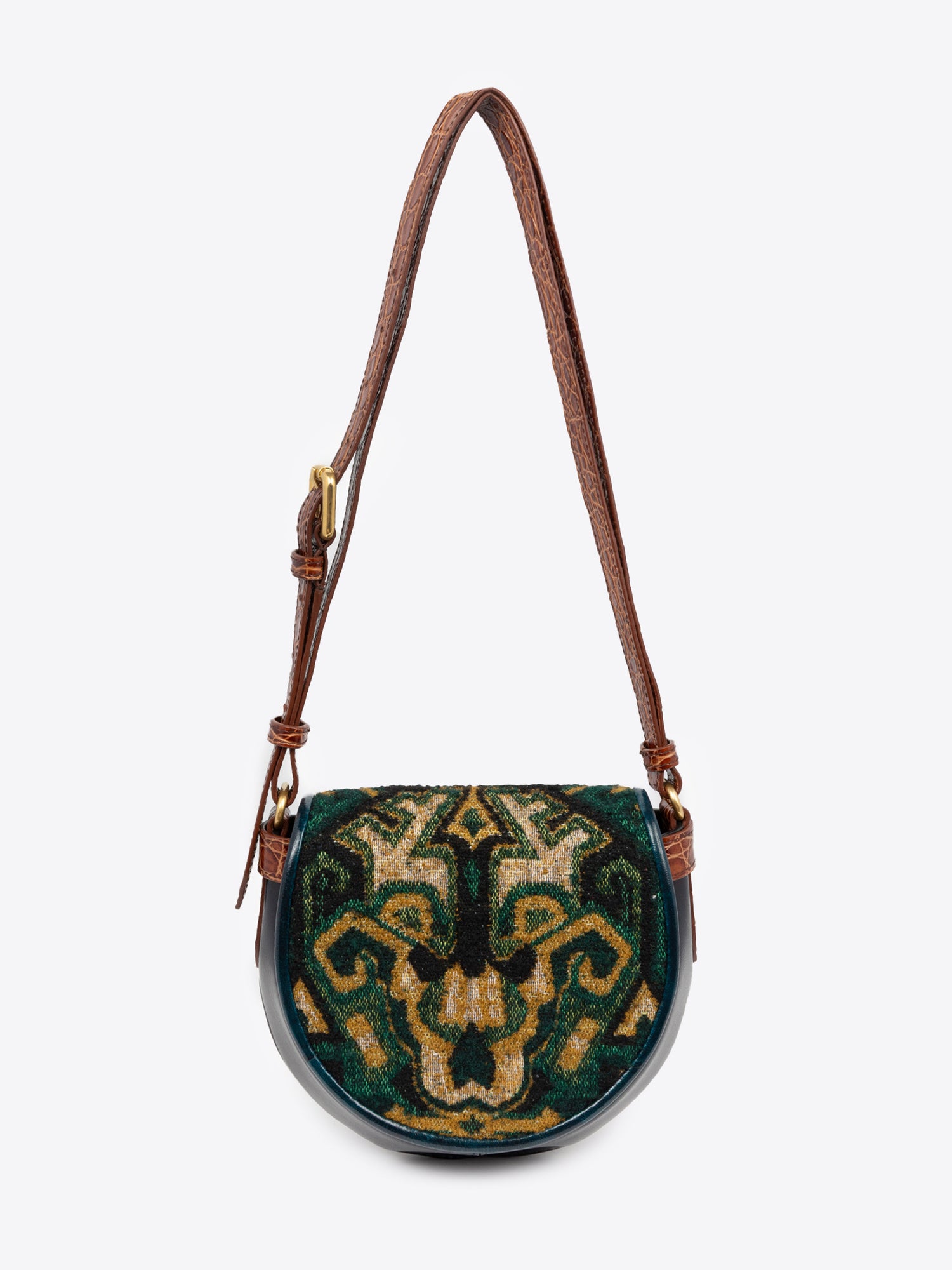 Handbag with decorative pattern on a white background
