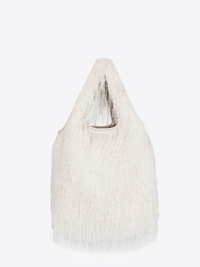 Beige textured bag on a white background