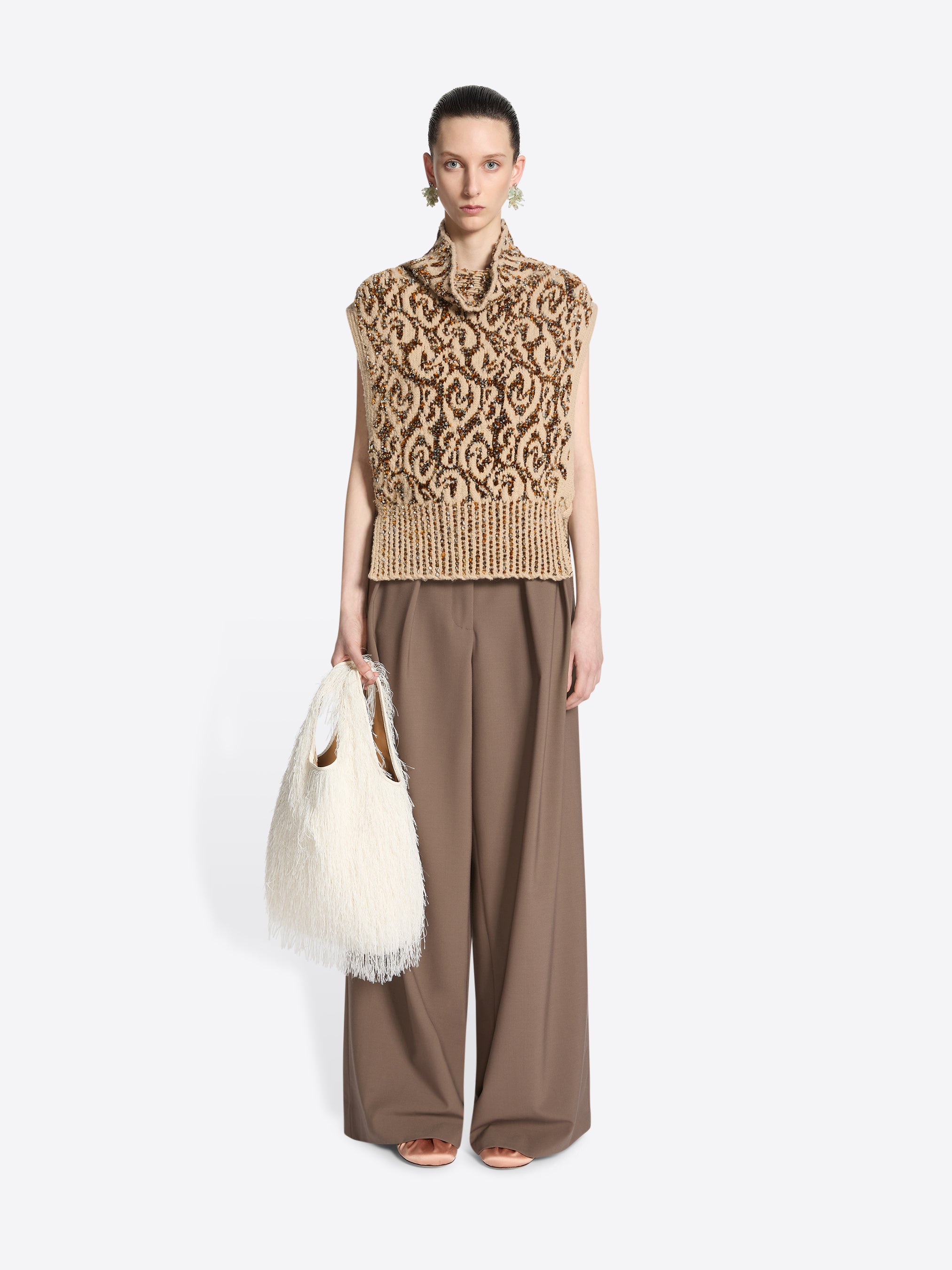 Jacquard bib sweater - Autumn-Winter Women | Dries Van Noten