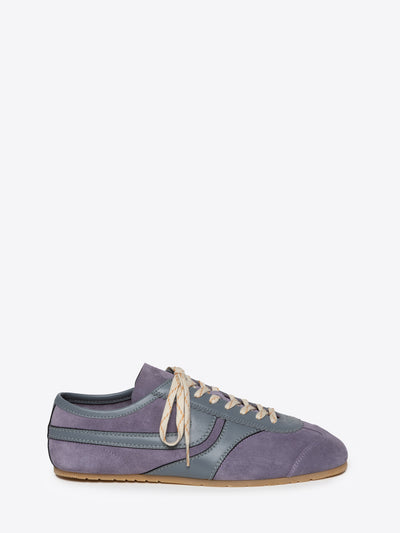 Mauve suede sneaker on a white background - Dries Van Noten