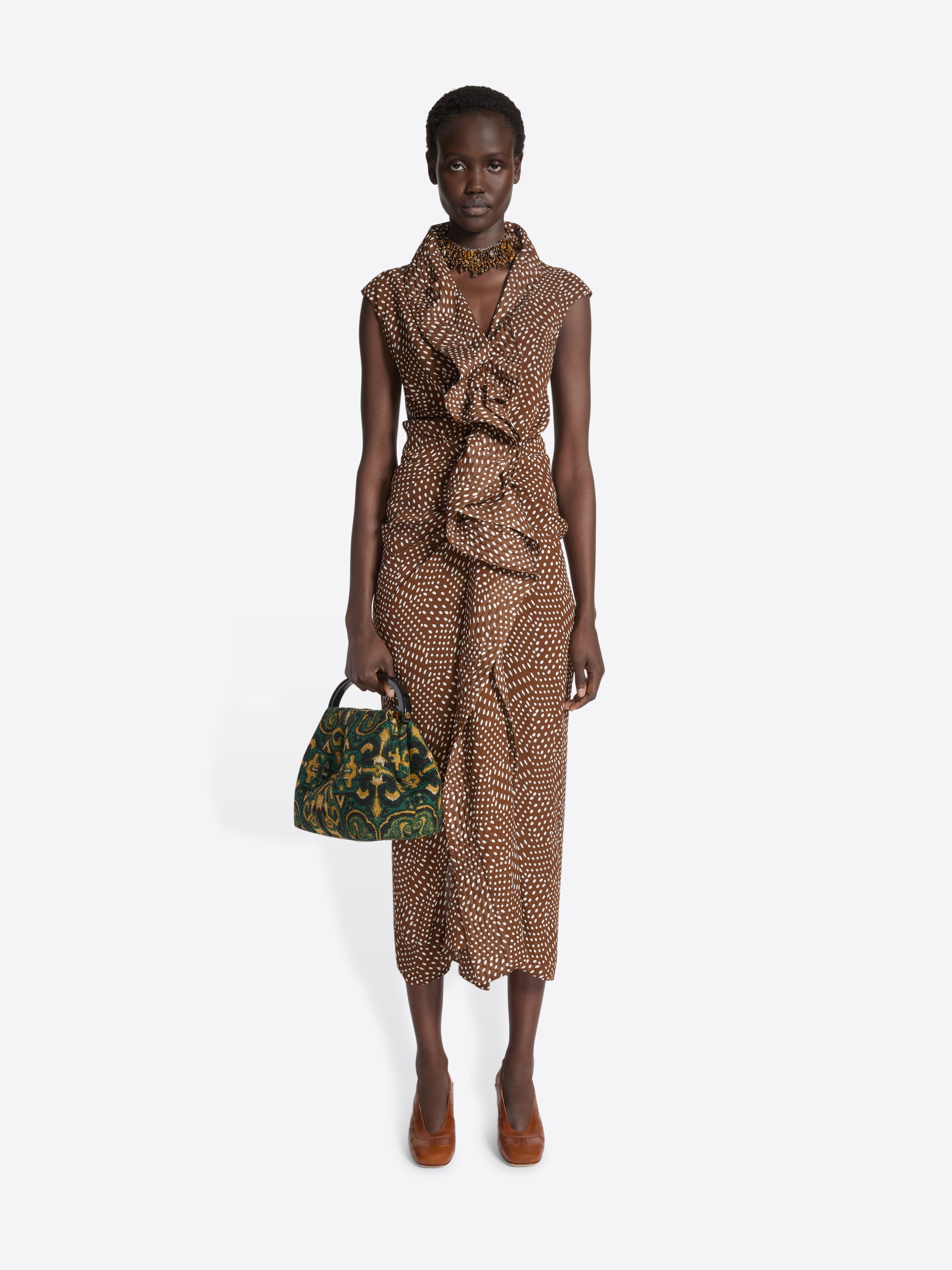 DRIES VAN NOTEN／ドリス／キルトワンピース Waisted ruffled dress - Autumn-Winter Women | Dries Van Noten