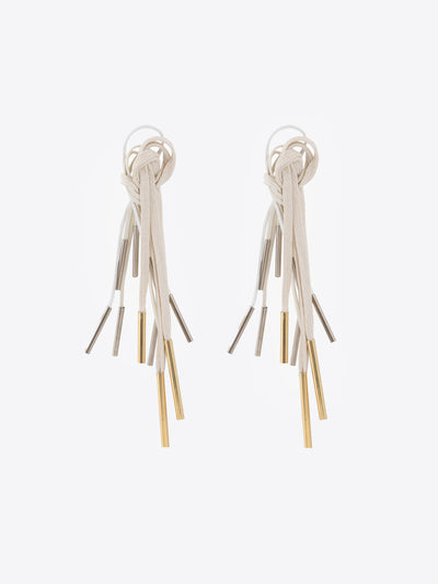 Pair of earrings with multiple dangling strands on a white background - Dries Van Noten