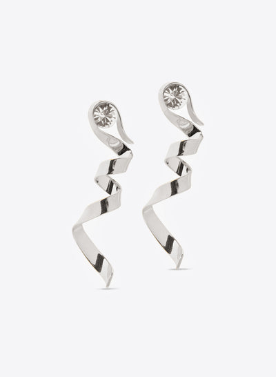 Silver spiral stud earrings on a white background - Dries Van Noten