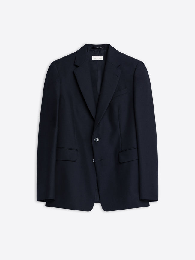 Navy blazer on white background