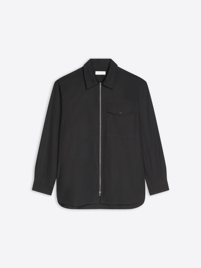 Black, cotton zipped shirt on a white background - Dries Van Noten