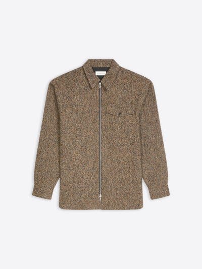 Brown textured shirt with a zipper on a white background - Dries Van Noten