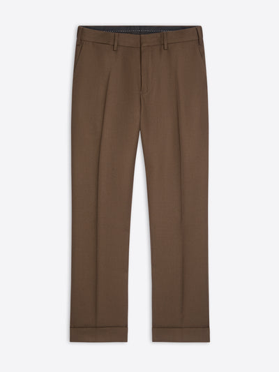 Mud colored cuffed pants on a white background - Dries Van Noten