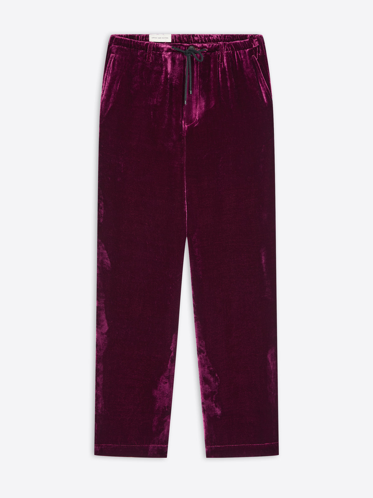 Purple velvet pants on a white background