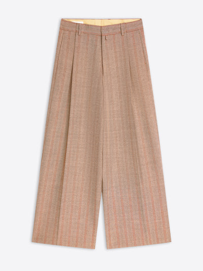 Rust colored wide pleated pants on a white background - Dries Van Noten