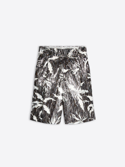 Black and white printed bermuda shorts on a white background - Dries Van Noten