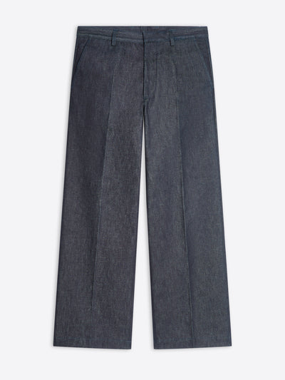 Indigo tailored denim pants on a white background - Dries Van Noten