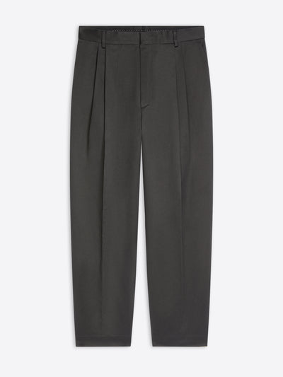 Black pleated cotton pants on a white background - Dries Van Noten