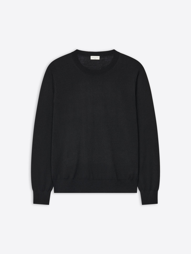 Black sweater on a light gray background