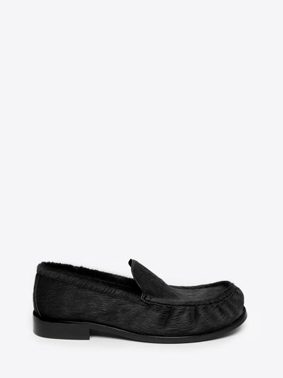 Black leather loafer shoe on a white background - Dries Van Noten