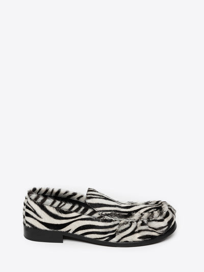 Zebra print leather loafer on a white background - Dries Van Noten