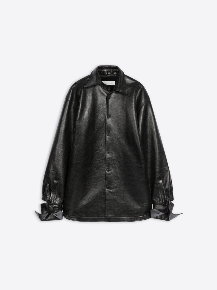 Black leather shirt on a white background