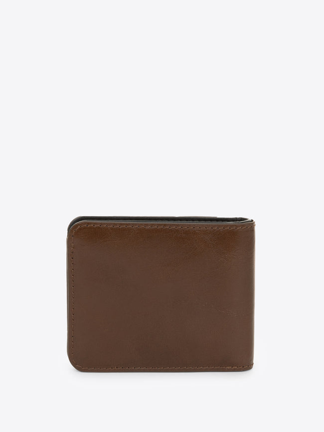 Brown leather wallet on a white background