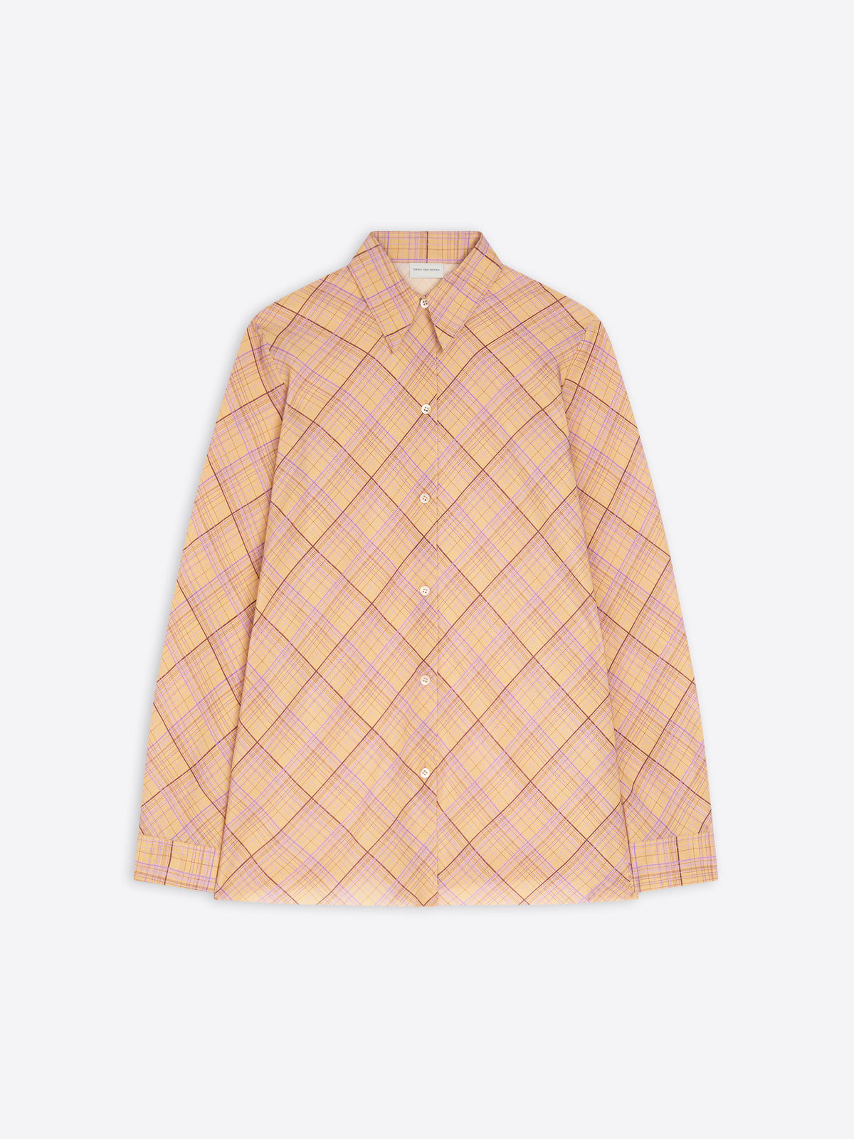 Yellow and pink checkered shirt on a white background