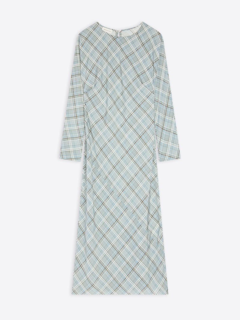 Plaid dress with long sleeves on a white background