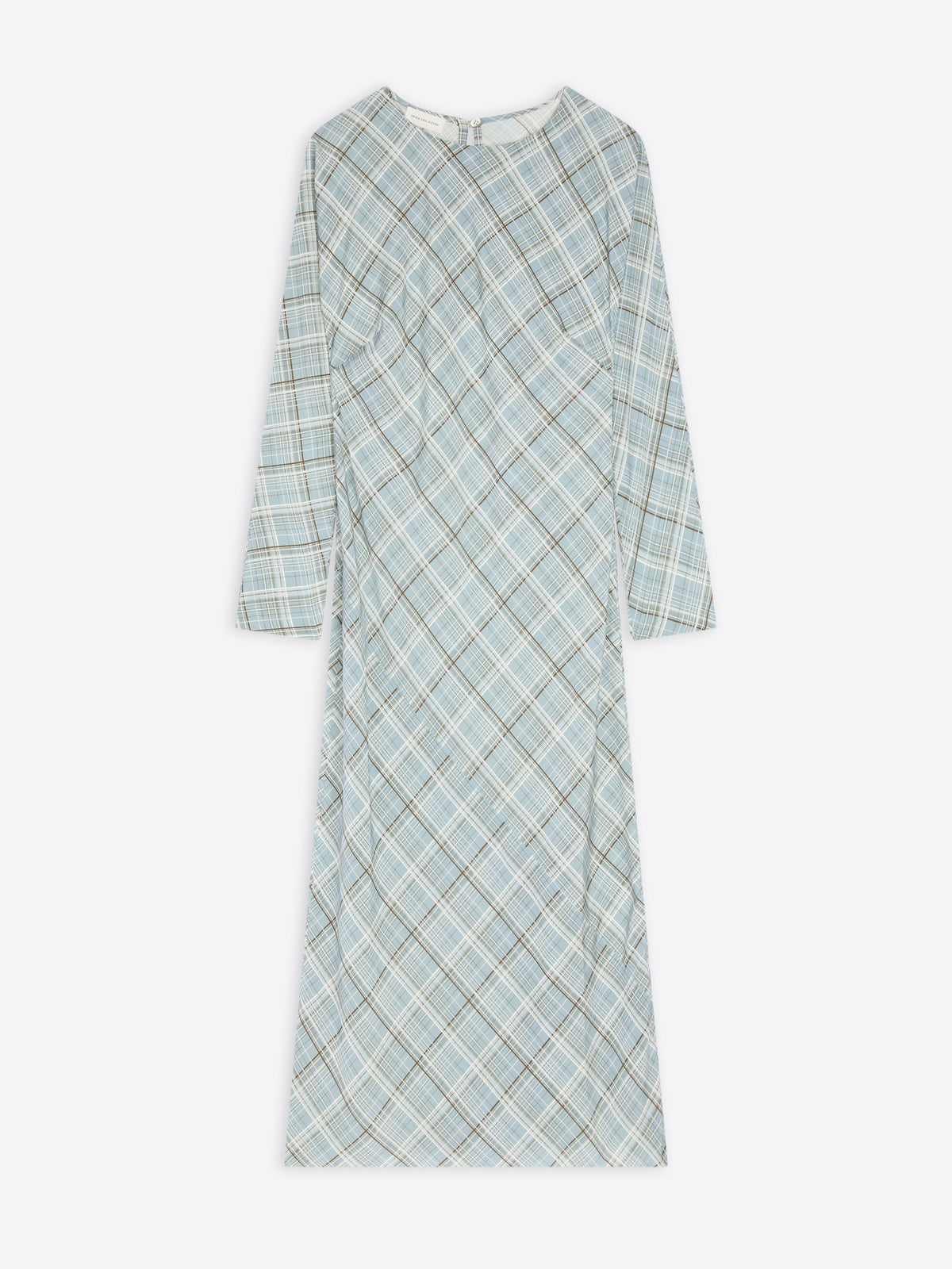Plaid dress with long sleeves on a white background