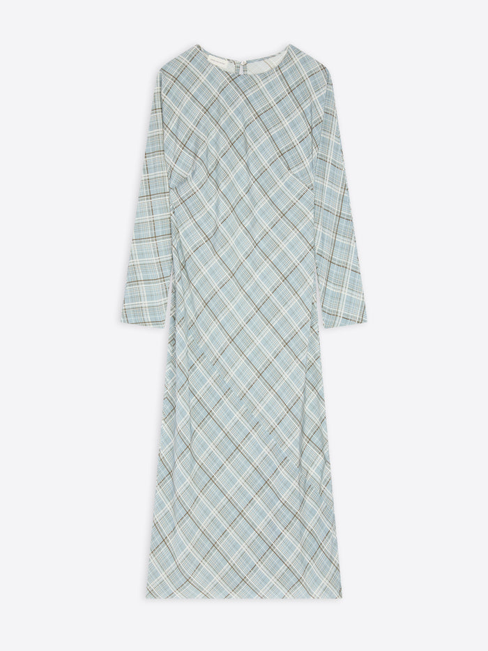 Plaid dress with long sleeves on a white background