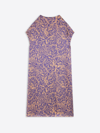 Purple dress with yellow floral pattern on a white background - Dries Van Noten