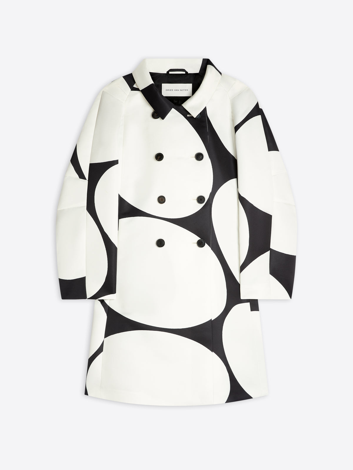 Black and white patterned coat on a light gray background - Dries Van Noten