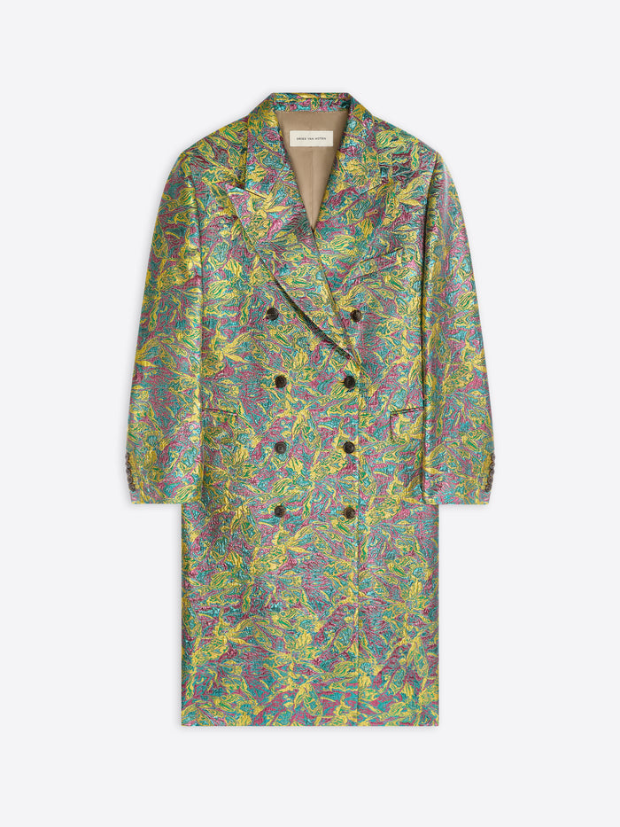 Colorful patterned coat on a white background - Dries Van Noten