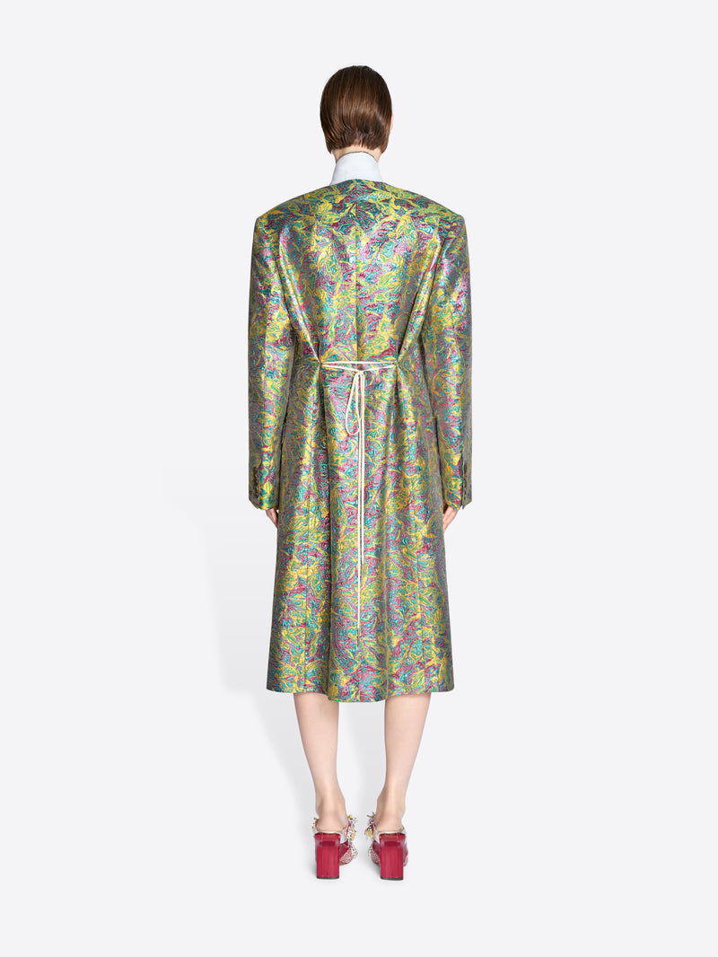 Multicolored patterned dress worn by a model on a white background - Dries Van Noten