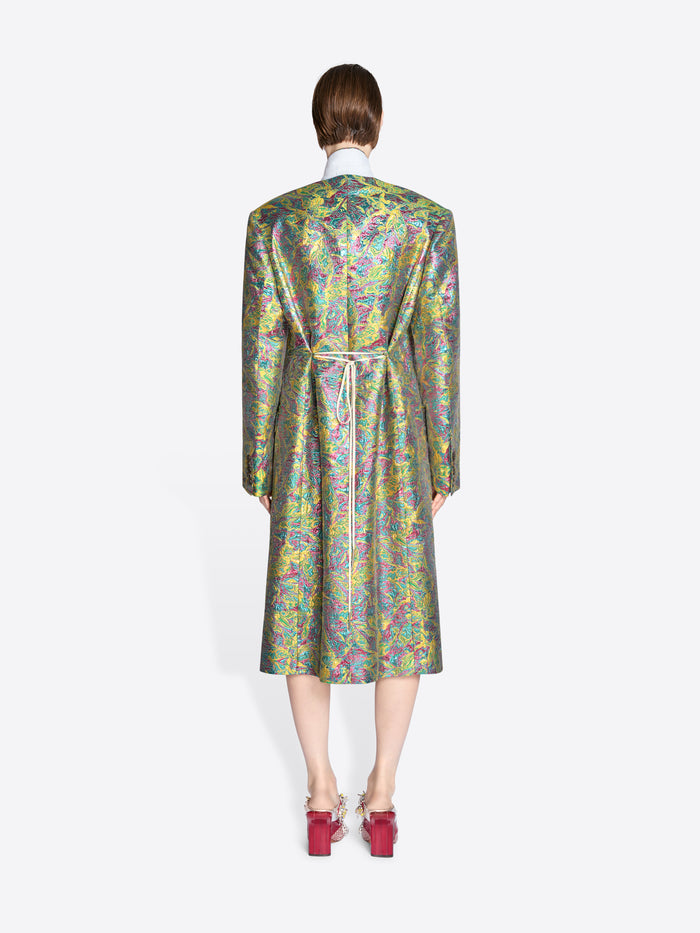 Multicolored patterned dress worn by a model on a white background - Dries Van Noten