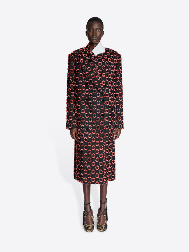 Person wearing a patterned dress on a white background - Dries Van Noten