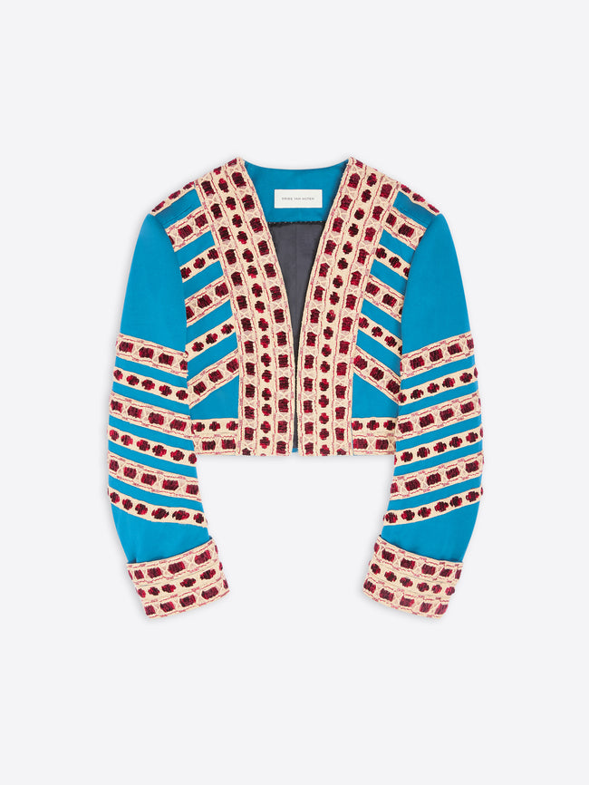 Colorful patterned jacket on a white background - Dries Van Noten