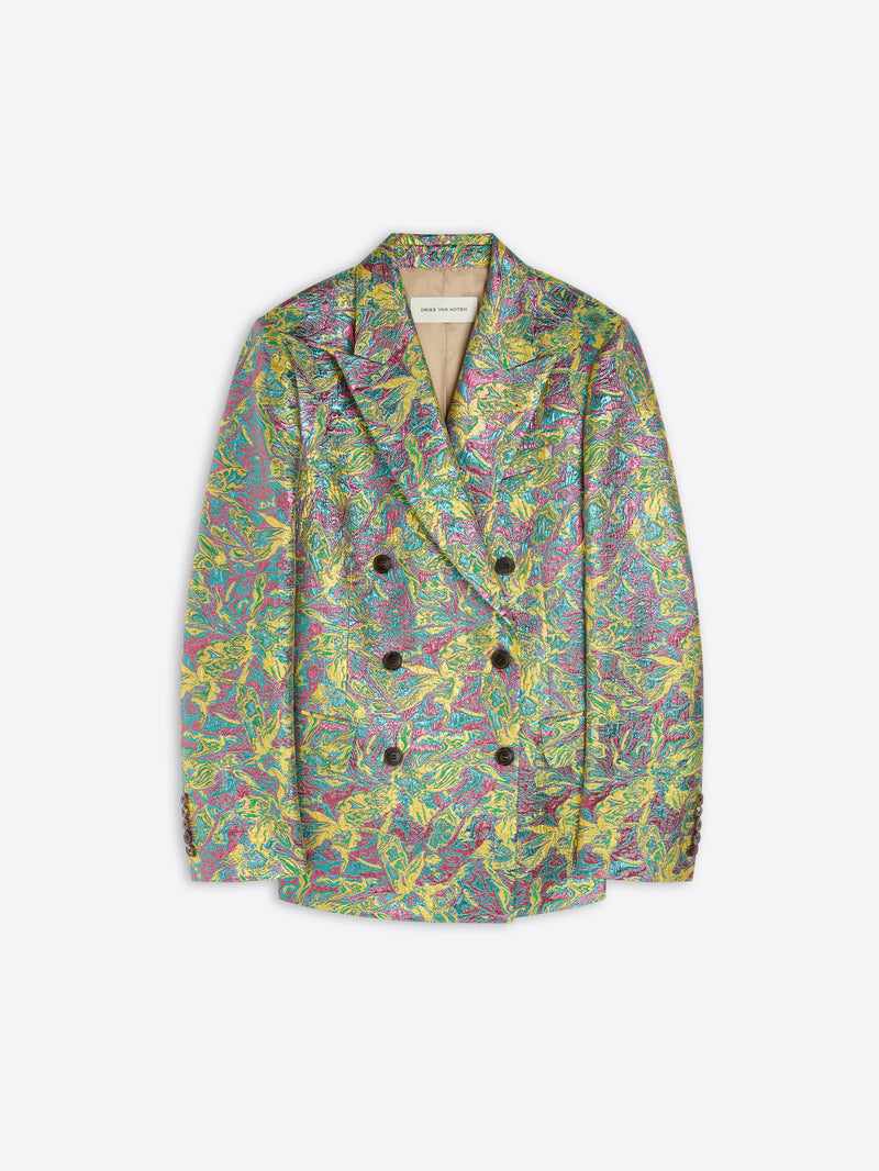 Colorful patterned blazer on a white background - Dries Van Noten