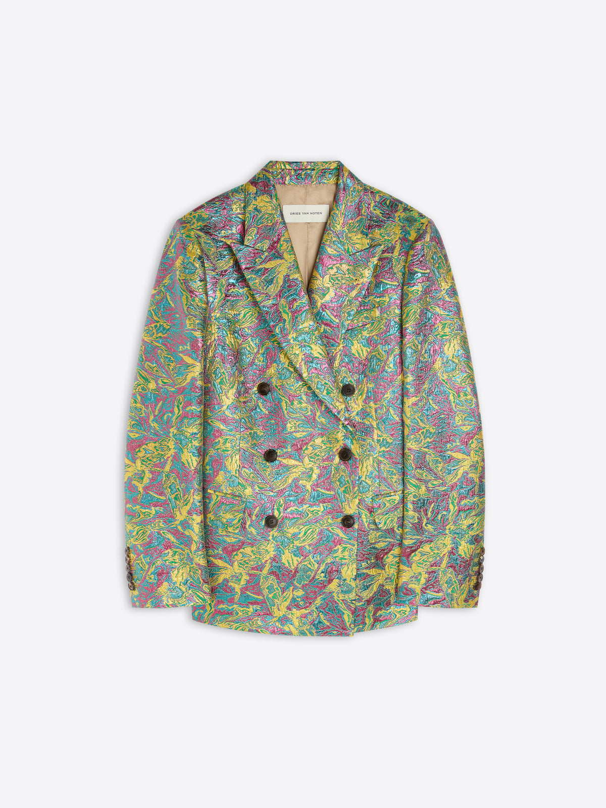 Colorful patterned blazer on a white background - Dries Van Noten