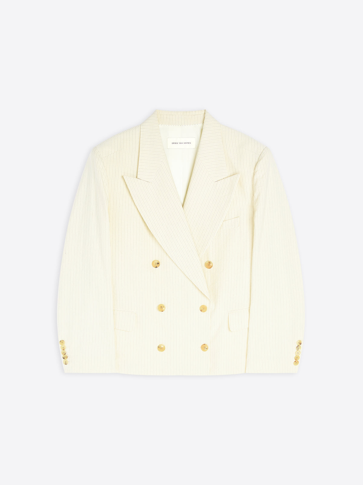 Light yellow blazer with gold buttons on a white background - Dries Van Noten