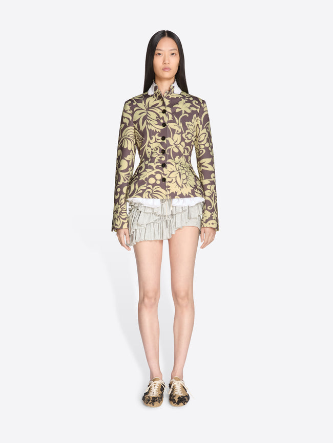 Model wearing a patterned outfit on a white background - Dries Van Noten