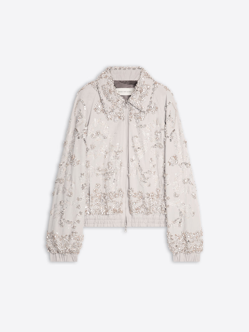 Light-colored jacket with floral embellishments on a white background - Dries Van Noten