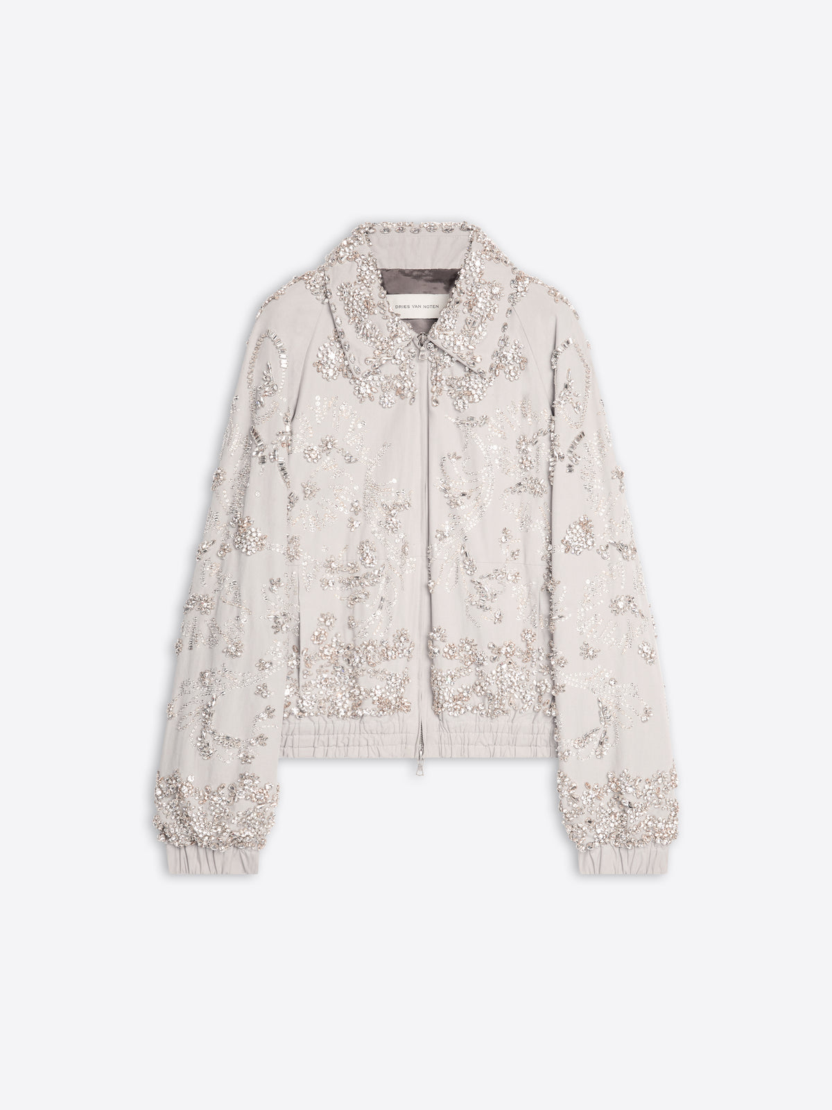 Light-colored jacket with floral embellishments on a white background - Dries Van Noten