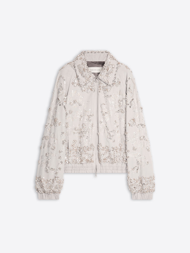 Light-colored jacket with floral embellishments on a white background - Dries Van Noten