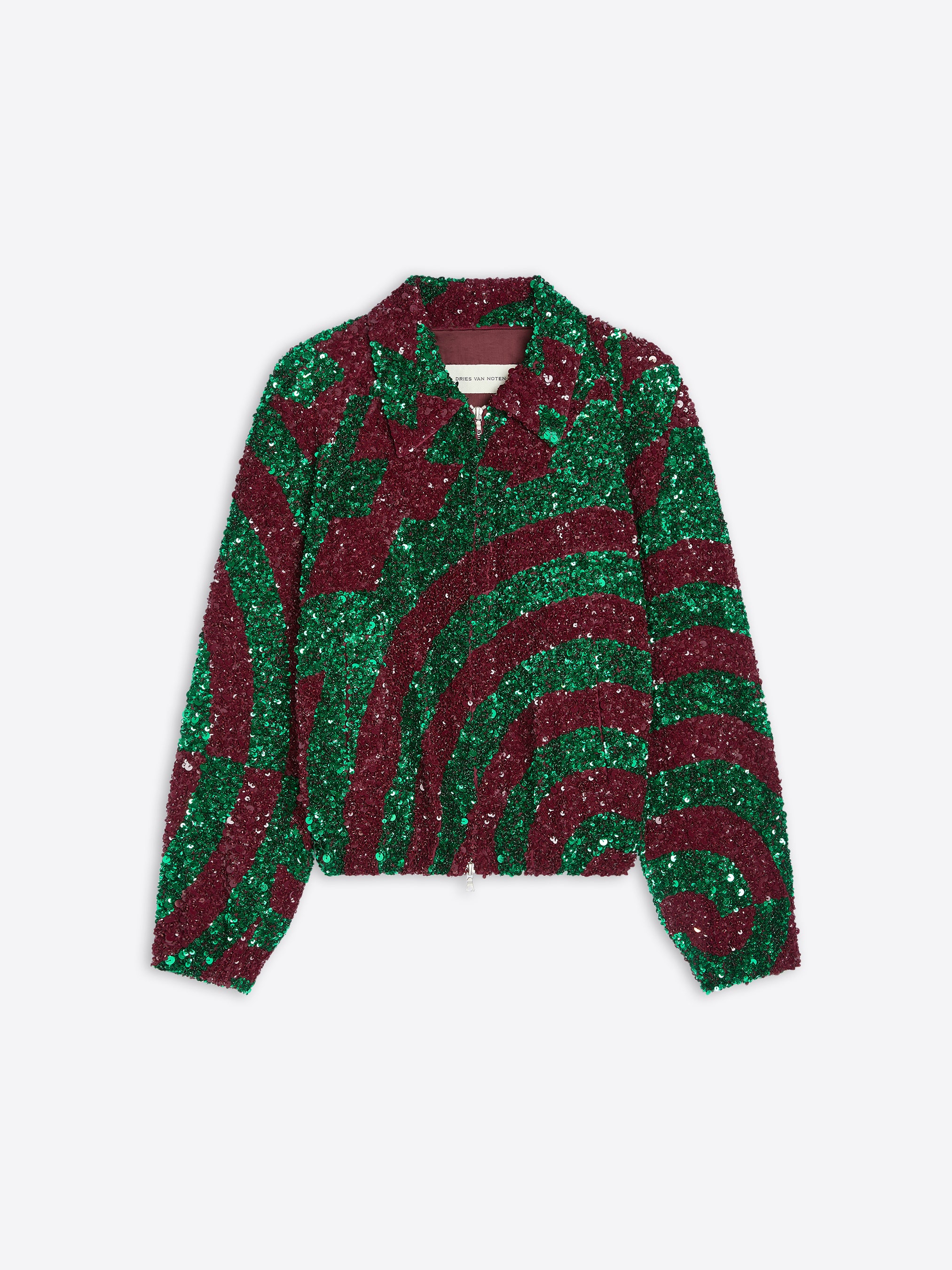 DRIS VAN NOTEN ビーズ装飾 ブルゾン シフォン サテン クロップド 刺繍入りビスコース・ブルゾン｜春夏ウィメンズ｜ドリス・ヴァン