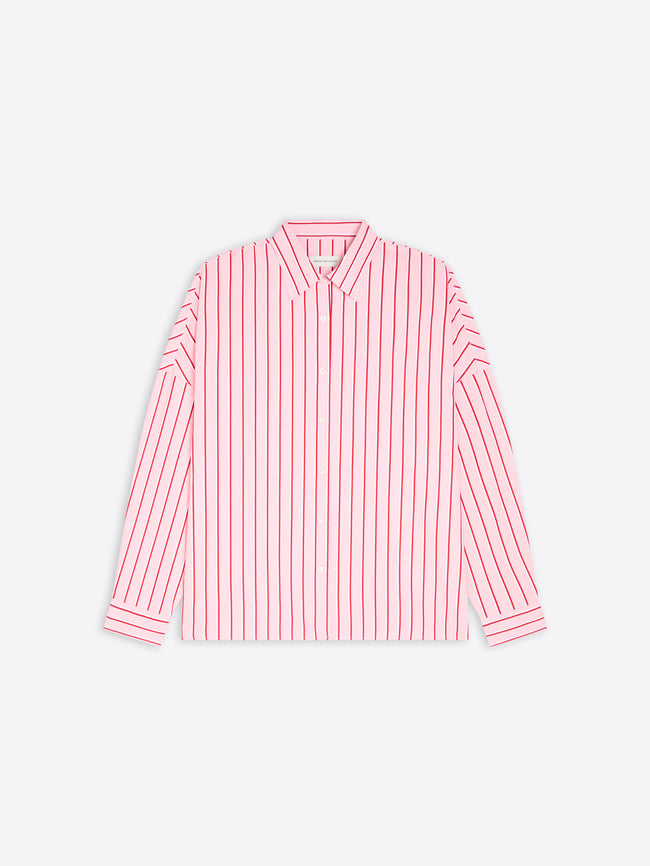 Pink and white striped shirt on a light gray background - Dries Van Noten