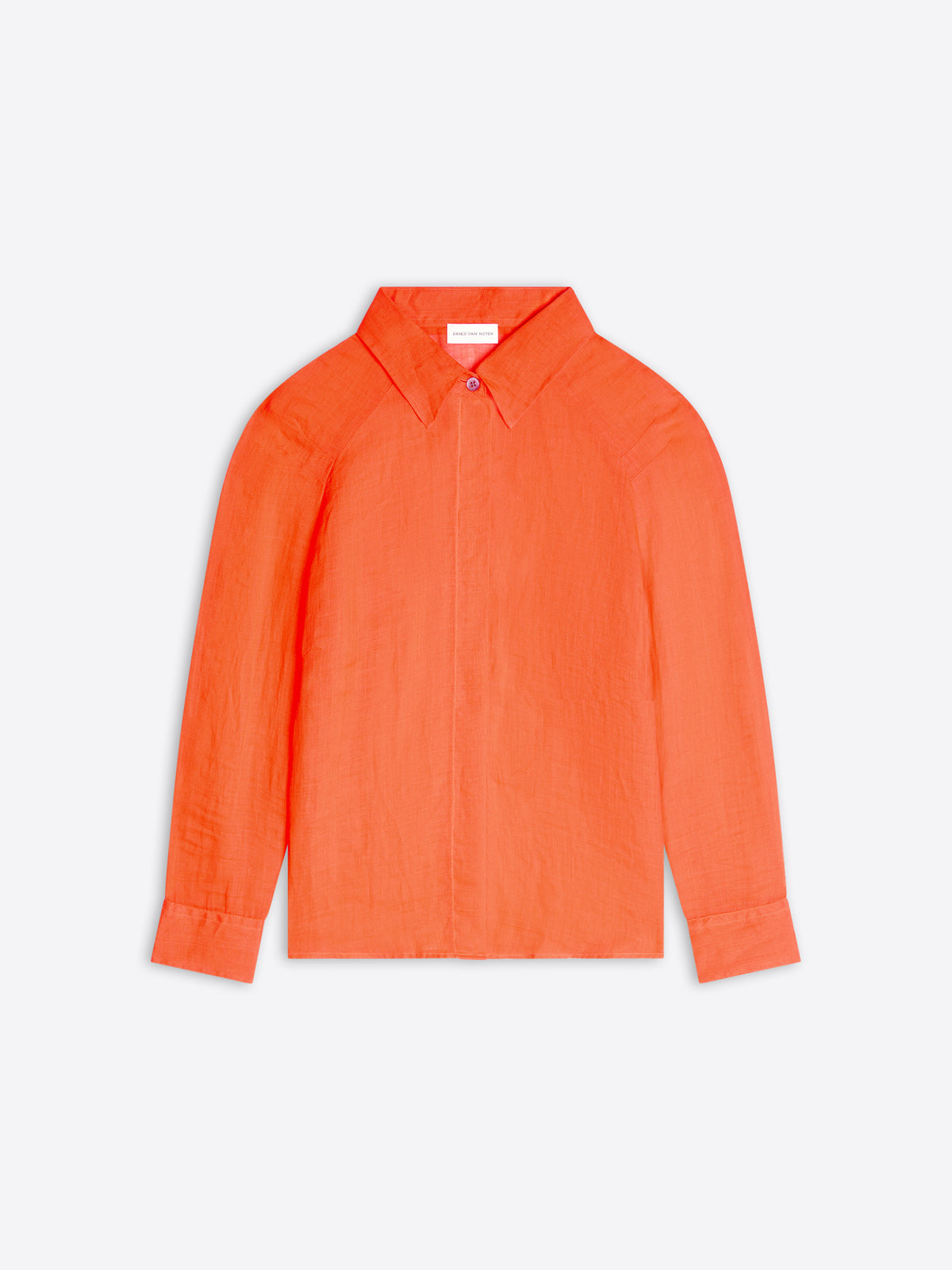 Orange long-sleeve shirt on a light gray background - Dries Van Noten
