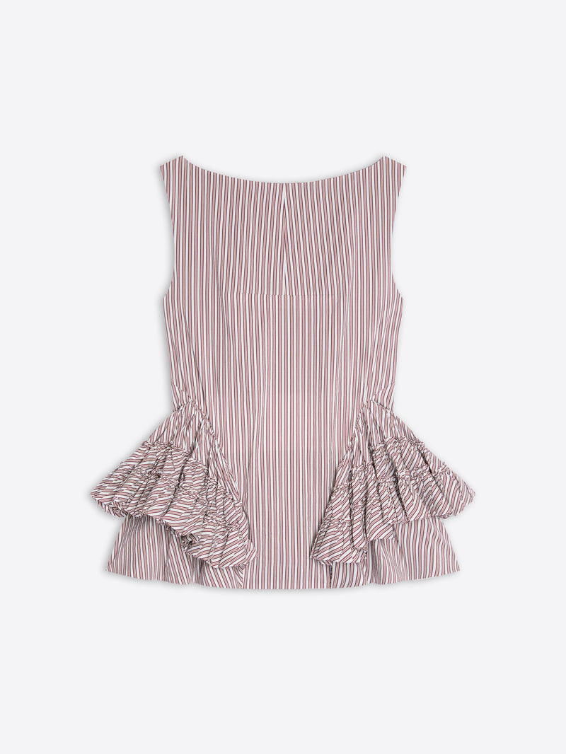 Striped top with ruffled bottom on a white background - Dries Van Noten