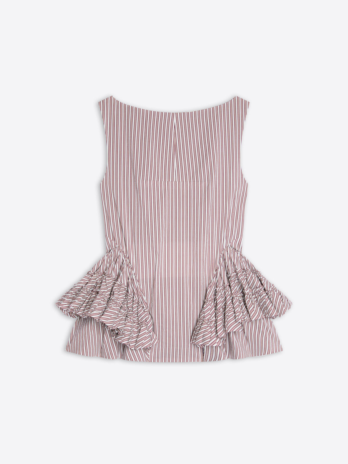 Striped top with ruffled bottom on a white background - Dries Van Noten