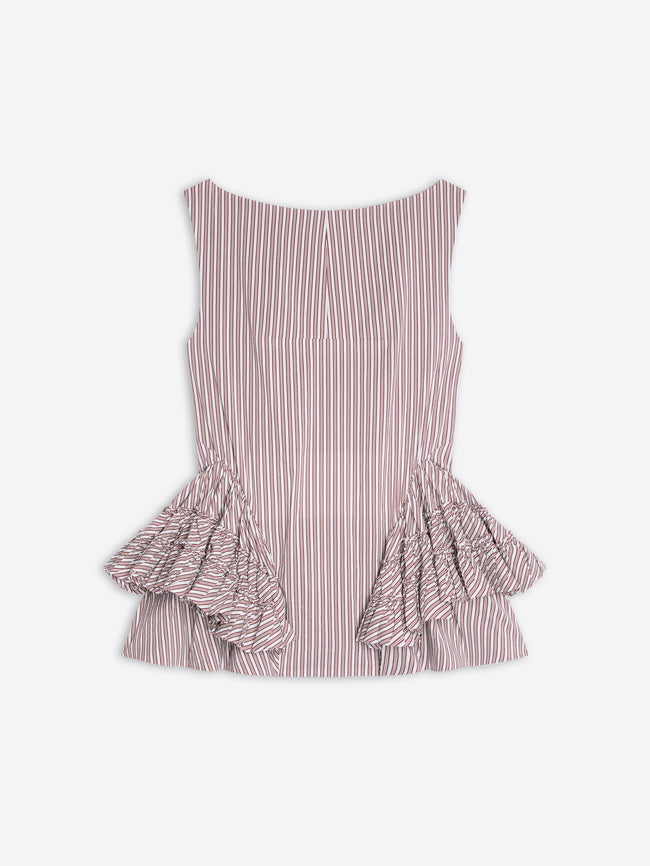 Striped top with ruffled bottom on a white background - Dries Van Noten