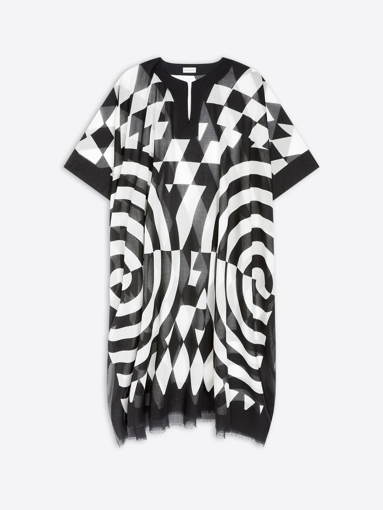 Black and white patterned dress on a white background - Dries Van Noten