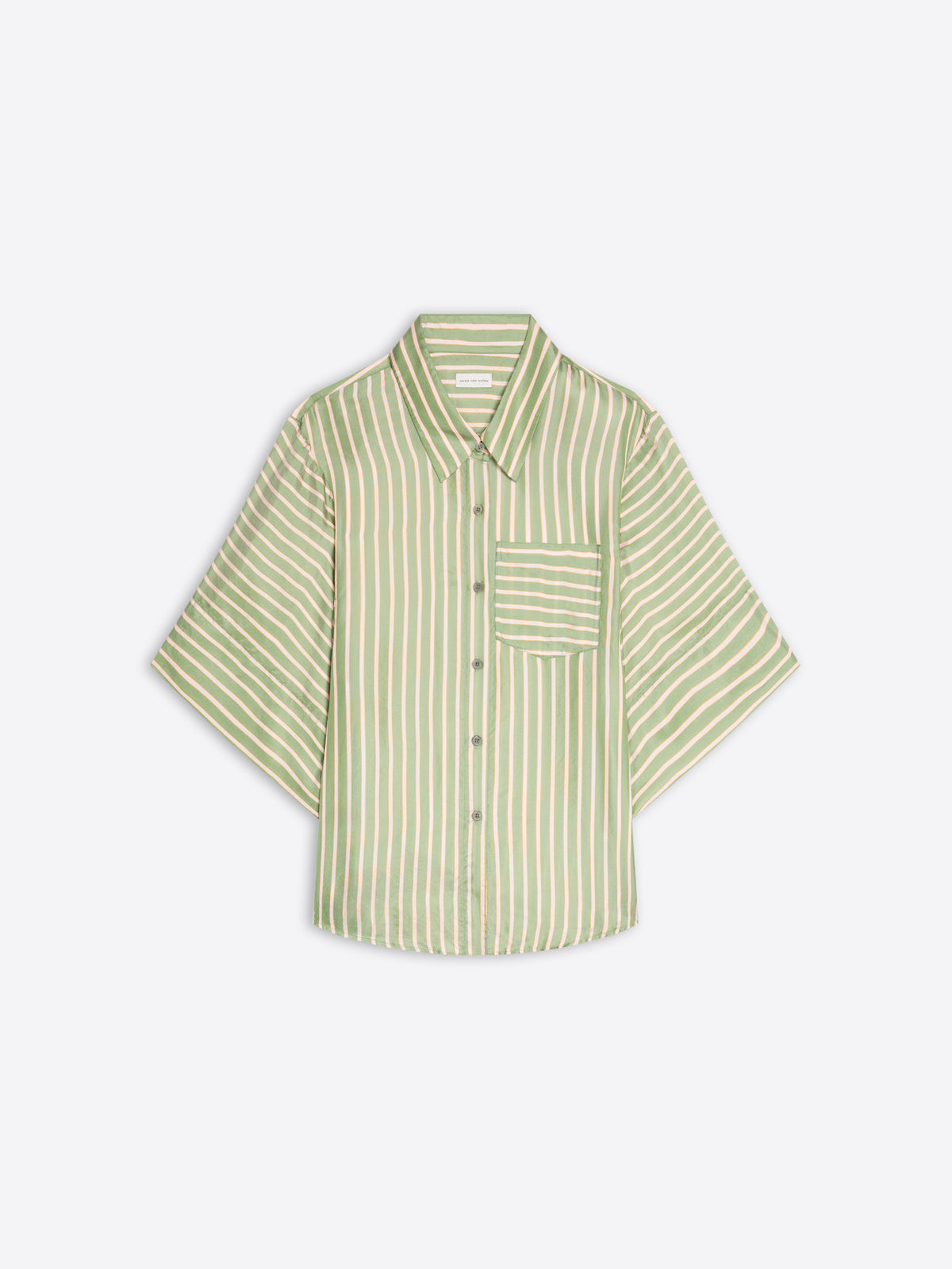 Green and white striped shirt on a white background - Dries Van Noten