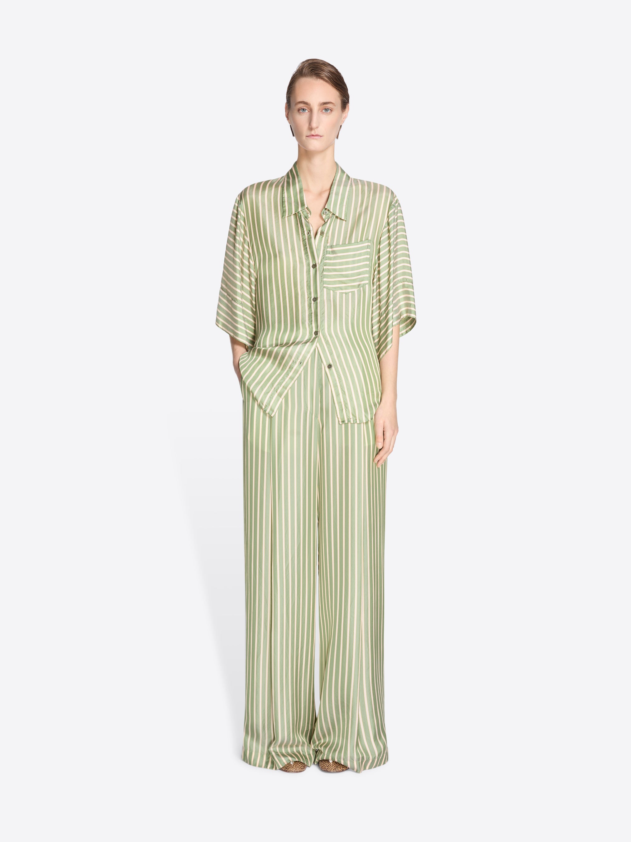 Short sleeve cupro shirt - Spring-Summer Women | Dries Van Noten