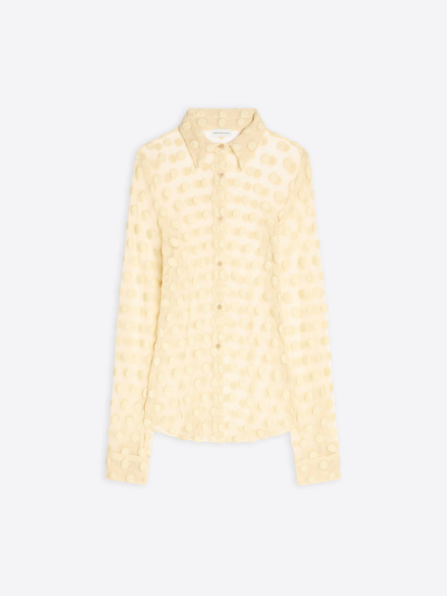 Yellow patterned shirt on a white background - Dries Van Noten