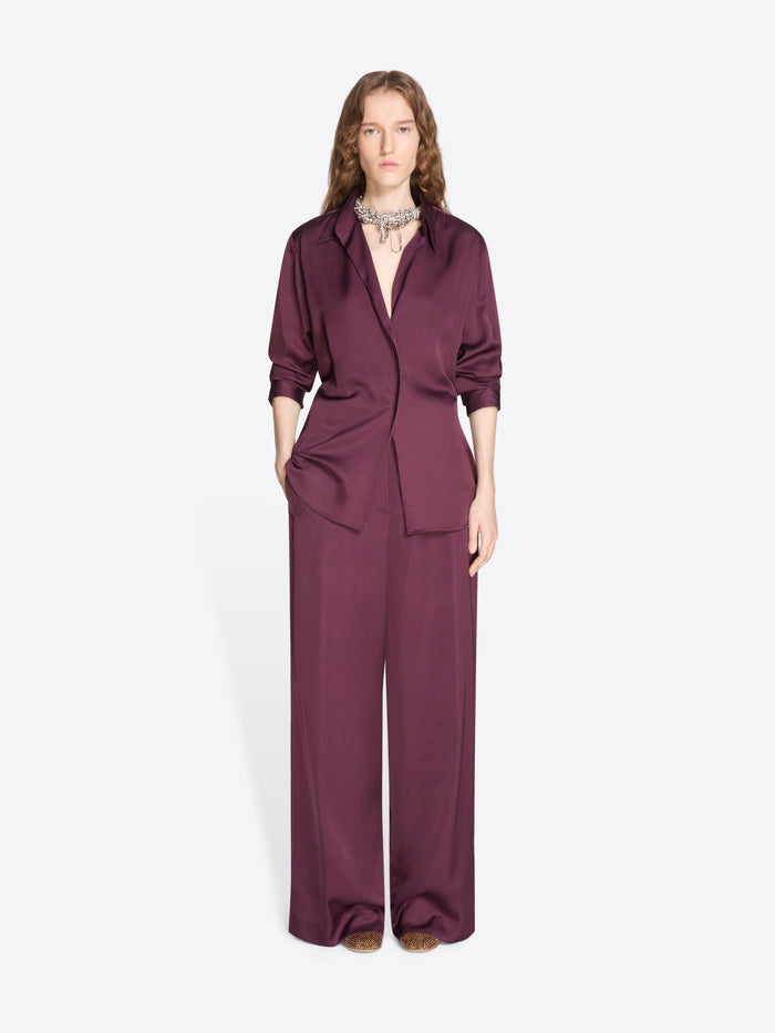 Woman wearing a purple suit on a white background - Dries Van Noten